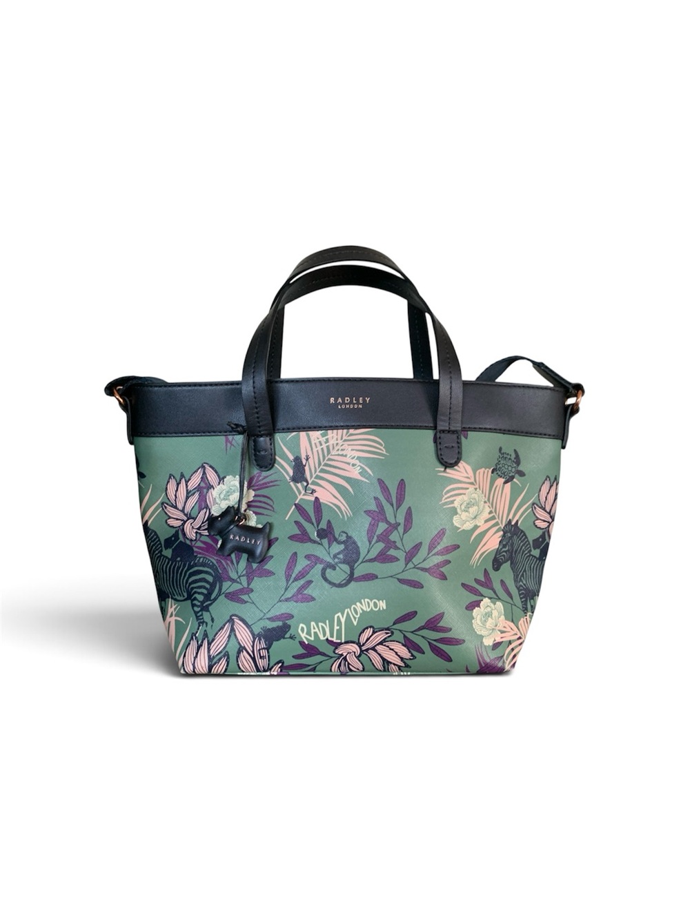 RARE Radley London Green Longleat Fern Bag with Navy Trim